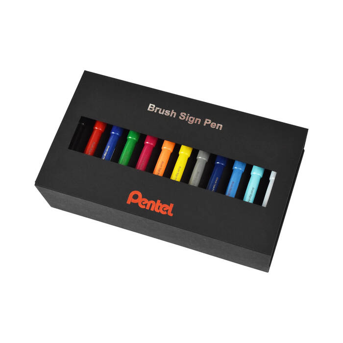 Pisaki pędzelkowe do kaligrafii i liternictwa 36szt. Brush Sign Pen Pentel PN6787 01