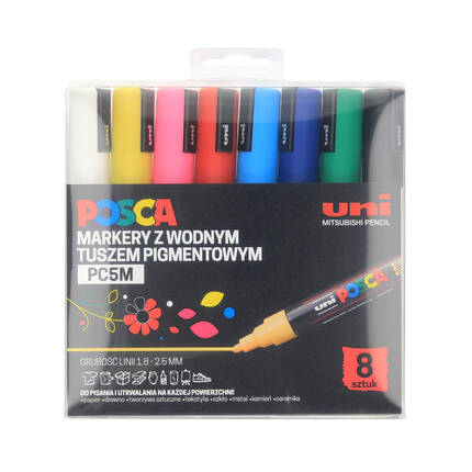 Marker plakatowy 1.8-2.5mm 8kol Posca PC5M UN5787 01