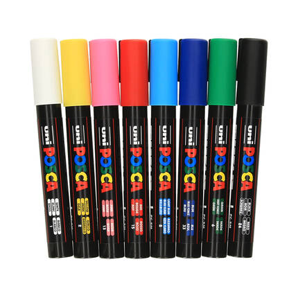 Marker plakatowy 1.8-2.5mm 8kol Posca PC5M UN5787 02
