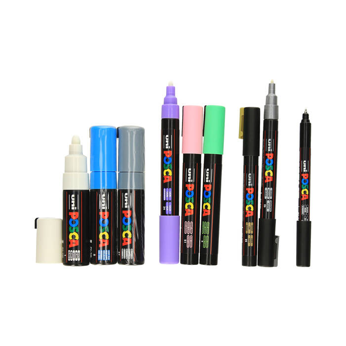 Marker plakatowy 9kol + piórnik niebieski Posca UN5802 04