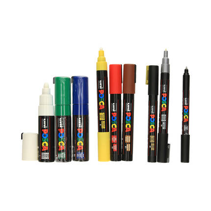 Marker plakatowy 9kol + piórnik czerwony Posca UN5803 02