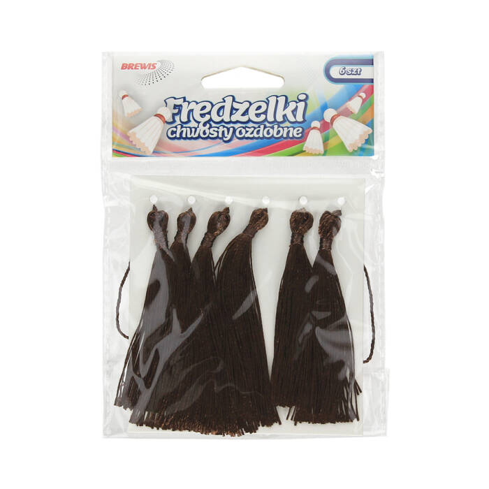 Frędzelki - chwosty ozdobne brązowe 8cm Brewis - 6szt. VB1399 01