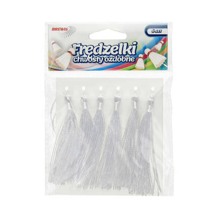 Frędzelki - chwosty ozdobne białe 8cm Brewis - 6szt. VB1400 01