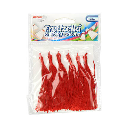 Frędzelki - chwosty ozdobne czerwone 8cm Brewis - 6szt. VB1402 01
