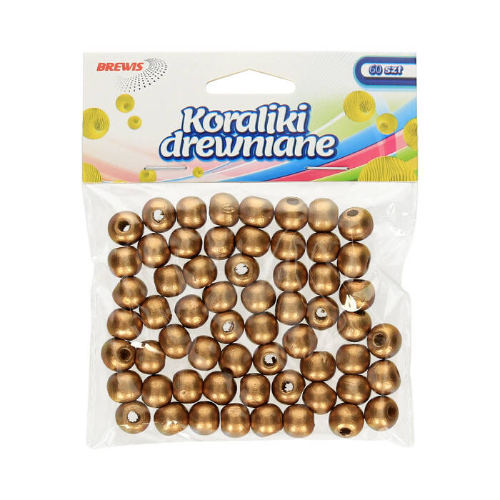 Koraliki drewniane 10mm złote (60) Brewis KD10-1 VB1405 01