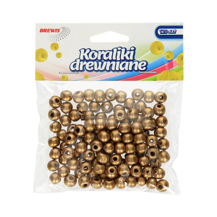 Koraliki drewniane 8mm złote (120) Brewis KD8-4 VB1410 01