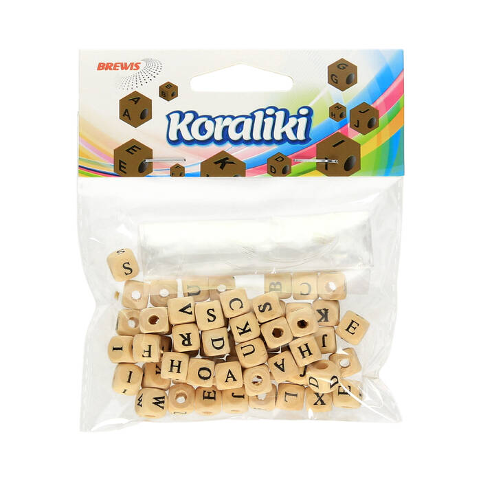 Koraliki drewniane 8mm naturalne Alfabet (60) Brewis KL4 VB1415 01