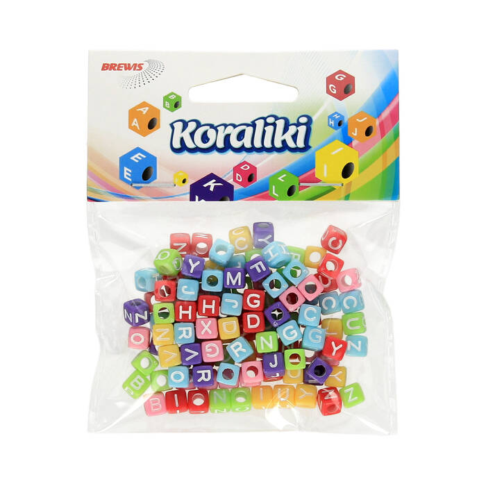 Koraliki akrylowe 6x6mm mix kolorów Alfabet 20g Brewis KL5 VB1416 01