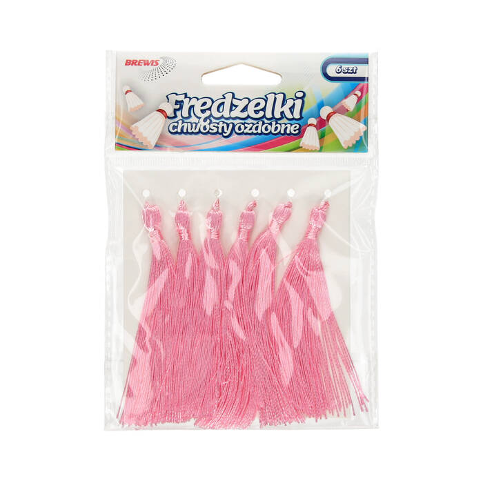 Frędzelki - chwosty ozdobne różowe 8cm Brewis - 6szt. VB1404 01