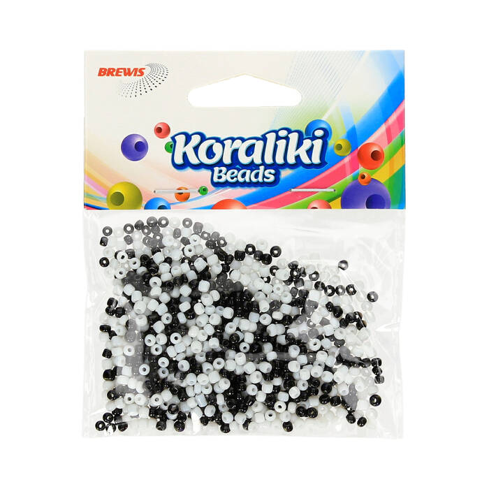 Koraliki akrylowe 3.5mm biało/czarne 30g Brewis KZ12 VB1420 01