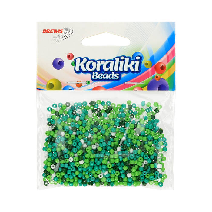 Koraliki akrylowe 3.5mm biało/zielone 30g Brewis KZ15 VB1423 01