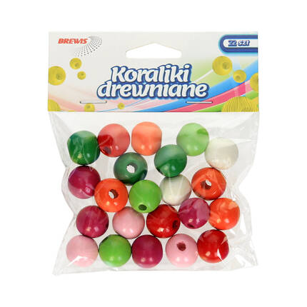 Koraliki drewniane 16mm mix kolorów (22) Brewis KD16-2 VB1409 01