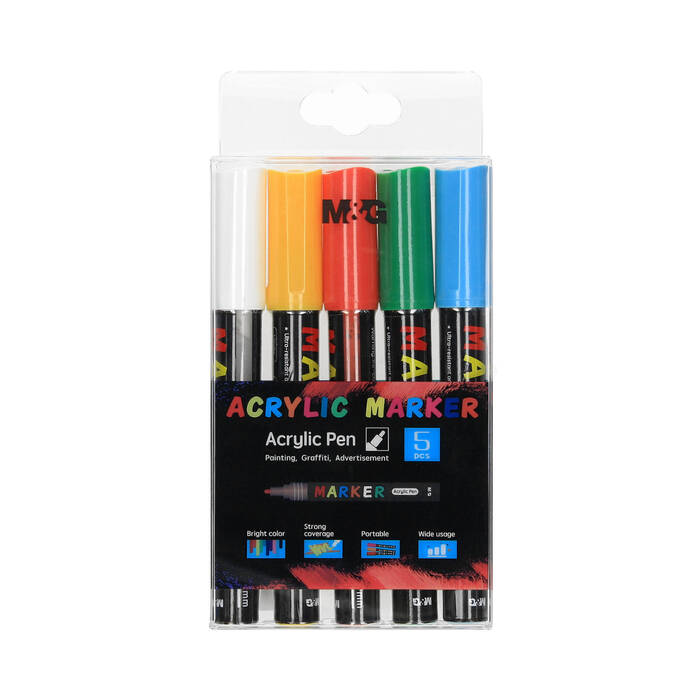 Marker akrylowy 1-2mm 5kol M&G ST7989 01