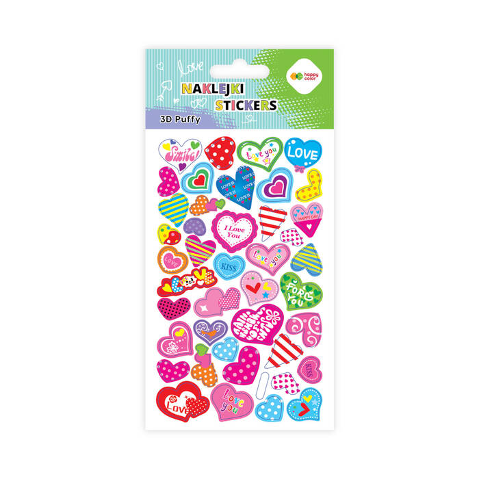 Naklejki ozdobne Hearts 3D Puffy Happy Color ST6221 01
