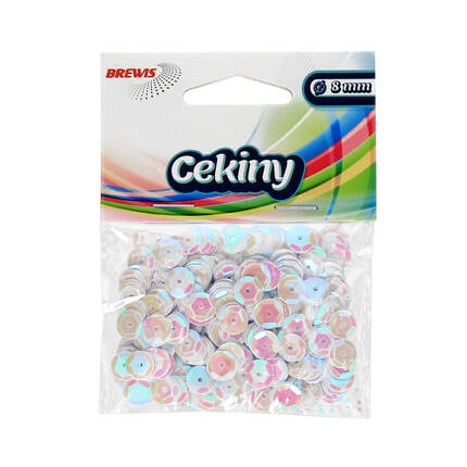 Cekiny tęczowe białe T70 Brewis 8mm VB1392 01