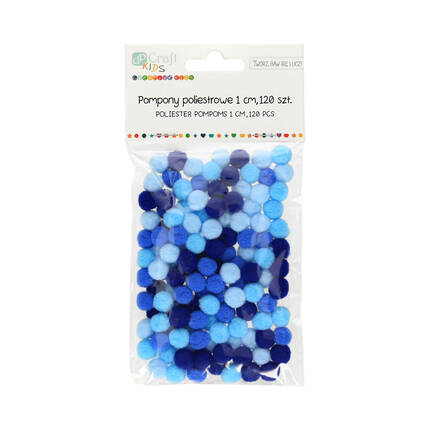Pompony poliestrowe niebieskie mix 1cm (120) DP0231 01