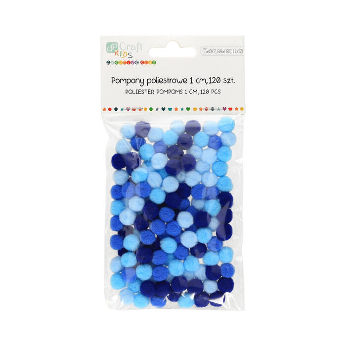 Pompony poliestrowe niebieskie mix 1cm (120) DP0231 01