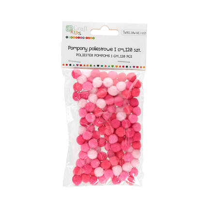 Pompon poliestrowe różowy mix 1cm (120) DP7562 01