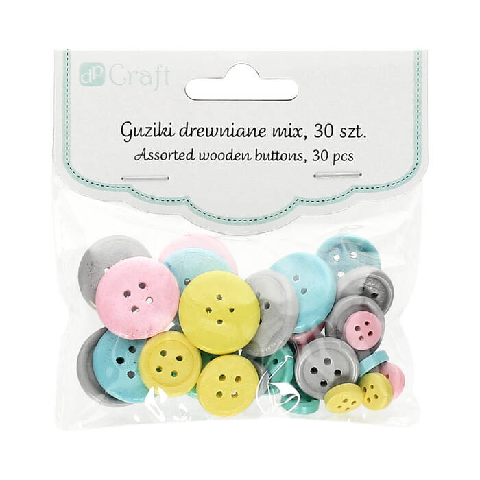 Guziki drewniane mix pastelowy (30) DP9469 01
