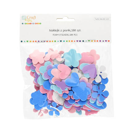 Naklejki z pianki - serca, kwiatki, motyle (100) DP9604 01