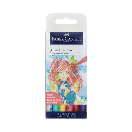 Zestaw pisaków 6kol. Pitt Artists Pens Manga Shojo Faber-Castell 167155FC AX6088 01