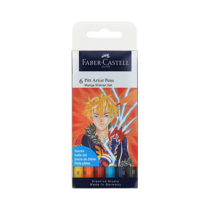 Zestaw pisaków 6kol. Pitt Artists Pens Manga Shonen Faber-Castell 167157FC AX6090 01