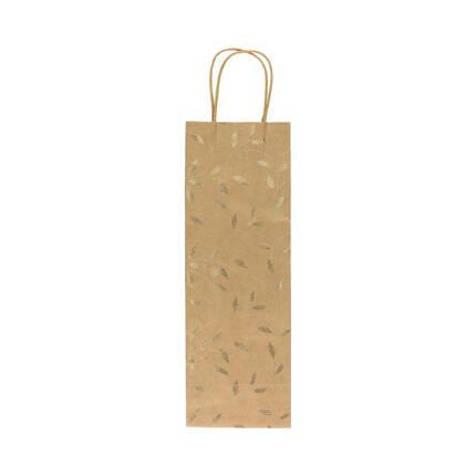 Torebki ozdobne papierowe 35x10x12 złote liście Kraft - 5szt. AG4450 01