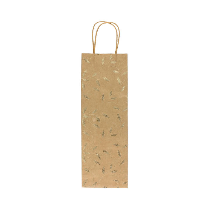 Torebki ozdobne papierowe 35x10x12 złote liście Kraft - 5szt. AG4450 01