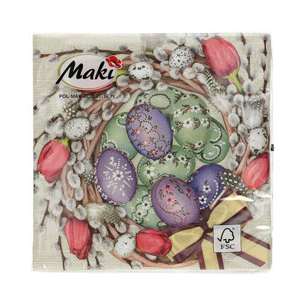 Serwetki 33x33 3w Violet Tulips With Eggs 010801 (20) VS5995 01