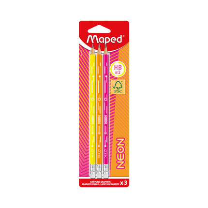 Ołówek HB z gumką Neon Maped - 3szt. MA5179 01