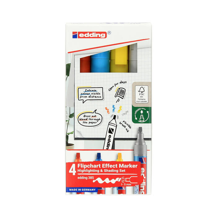 Marker flipchart 1.0-5.0mm 4kol Edding 385 EG5265 01