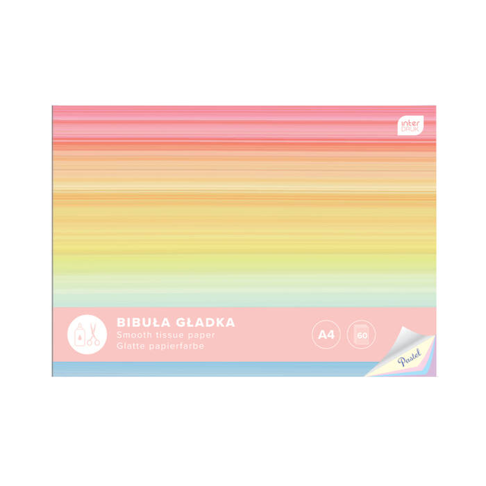 Bibuła gładka mix kolorów pastelowych A4/60 Interdruk IR5053 01