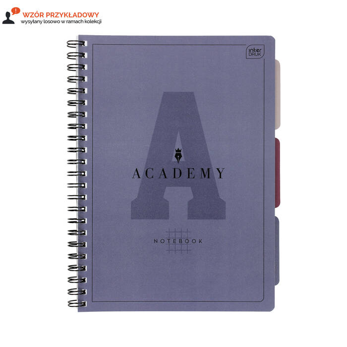 Kołozeszyt A4/100 kratka PP przekładki Academy Interdruk 90g IR0052 01