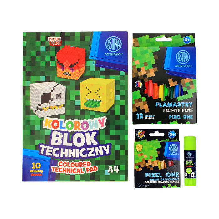 Wyprawka szkolna 20elementów XL Pixel One Astra 601124013 AZ0494 04