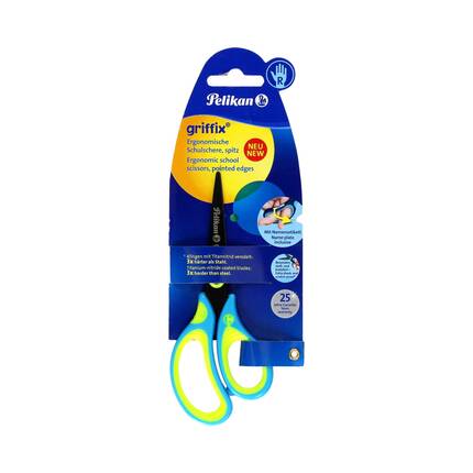 Nożyczki szkolne ergonomiczne dla praworęcznych Neon Blue Pelikan Griffix VH2304 01