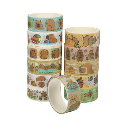 Zestaw taśm dekoracyjnych Washi Kapibara (12) DP1876 01