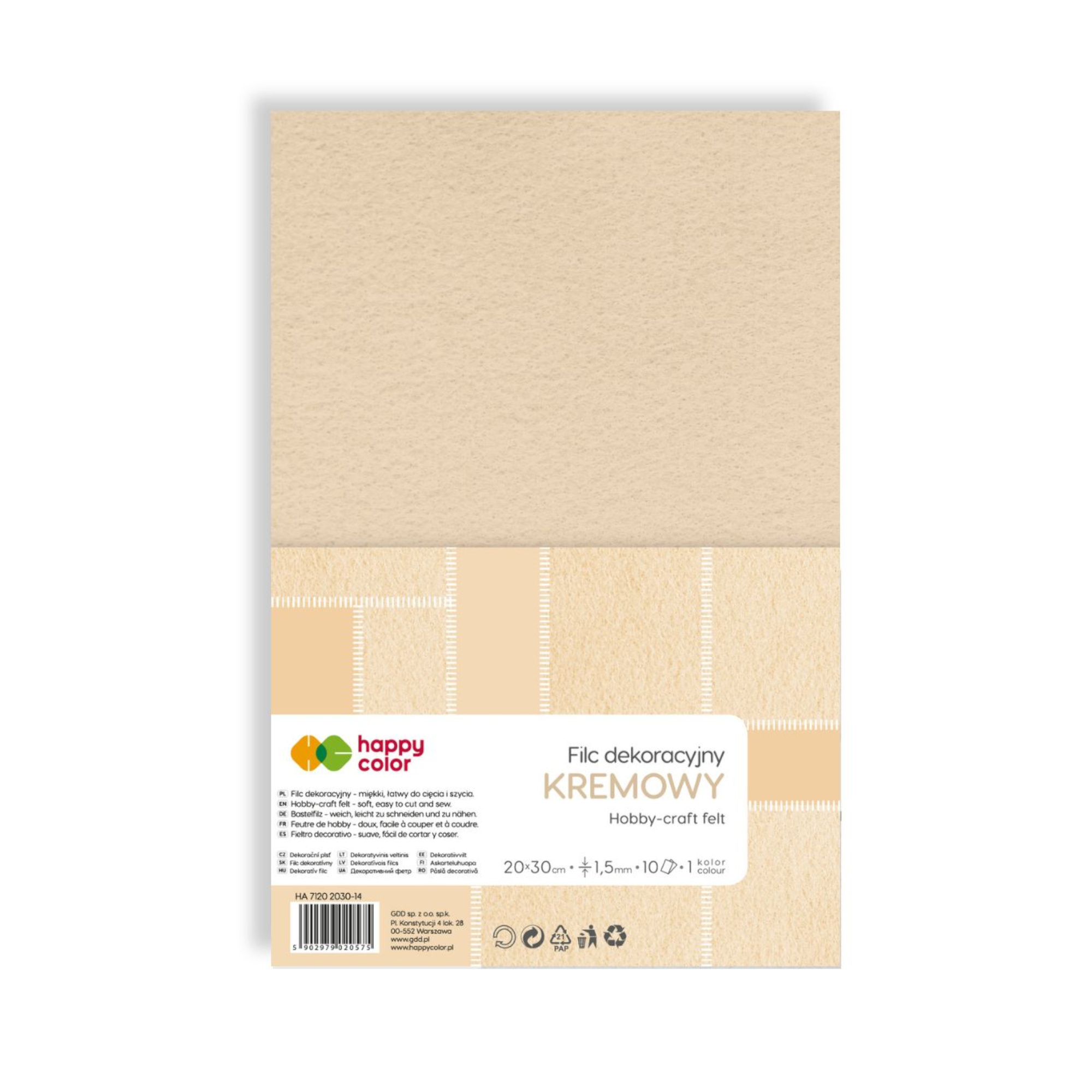 Filc dekoracyjny 20x30 biały mleczny 1.5mm HappyColor (10) ST8356 01 Filc dekoracyjny 20x30 biały mleczny 1.5mm HappyColor (10) ST8356 01