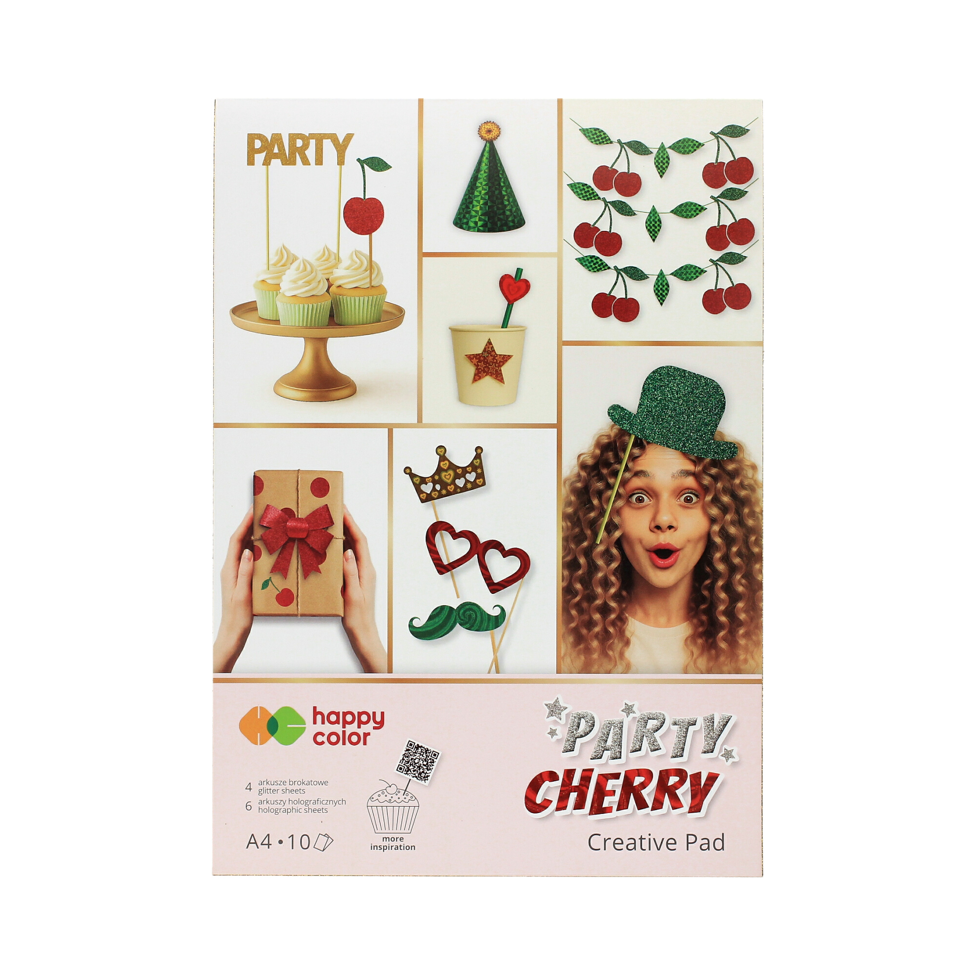 Blok Party A4/10 holo/brokat 75-150g HappyColor Chery ST8357 01 Blok Party A4/10 holo/brokat 75-150g HappyColor Chery ST8357 01