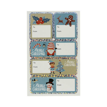 Naklejki ozdobne Effect 10x20cm Xmas Blue Tag HappyColor ST8366 02