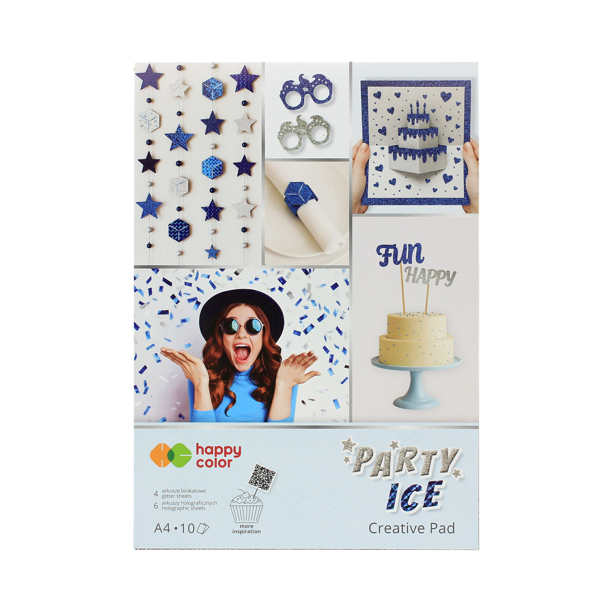 Blok Party A4/10 holo/brokat 75-150g HappyColor Ice ST8358 01 Blok Party A4/10 holo/brokat 75-150g HappyColor Ice ST8358 01