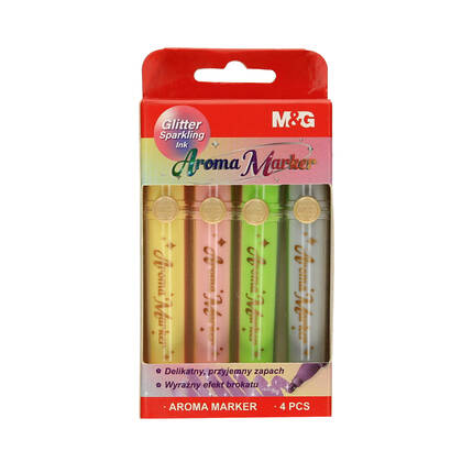 Markery zapachowe 4kol brokatowe M&G MIX1 ST8360 01