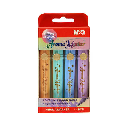 Markery zapachowe 4kol brokatowe M&G MIX3 ST8362 01