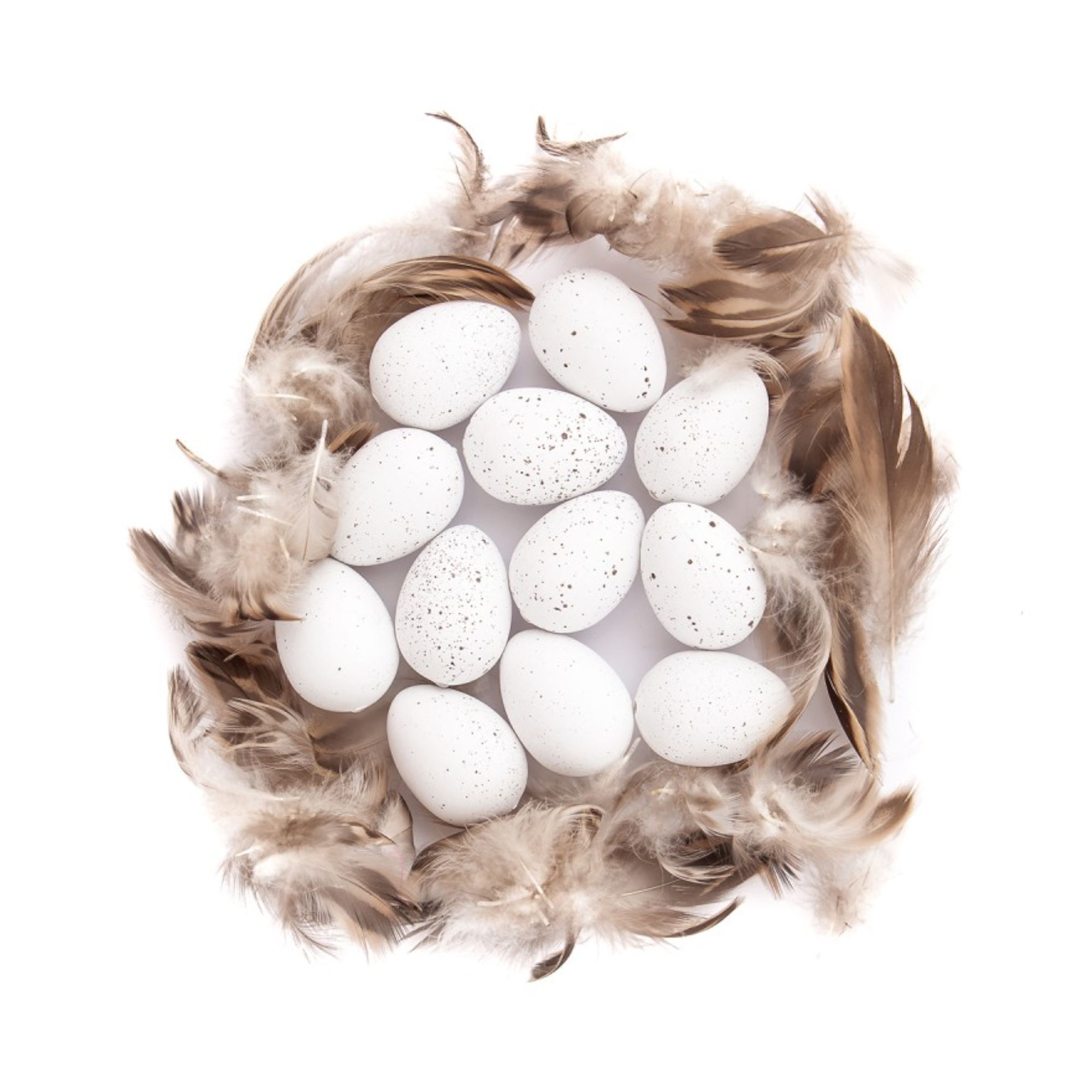 Jajka przepiórcze z piórkami białe DP9395 01 Jajka przepiórcze z piórkami białe DP9395 01