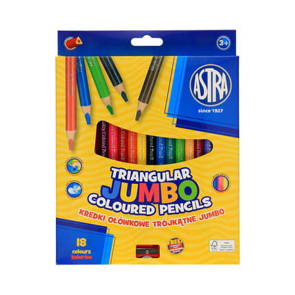 Kredki ołówkowe 18kol trójkątne Jumbo Astra AZ0477 01