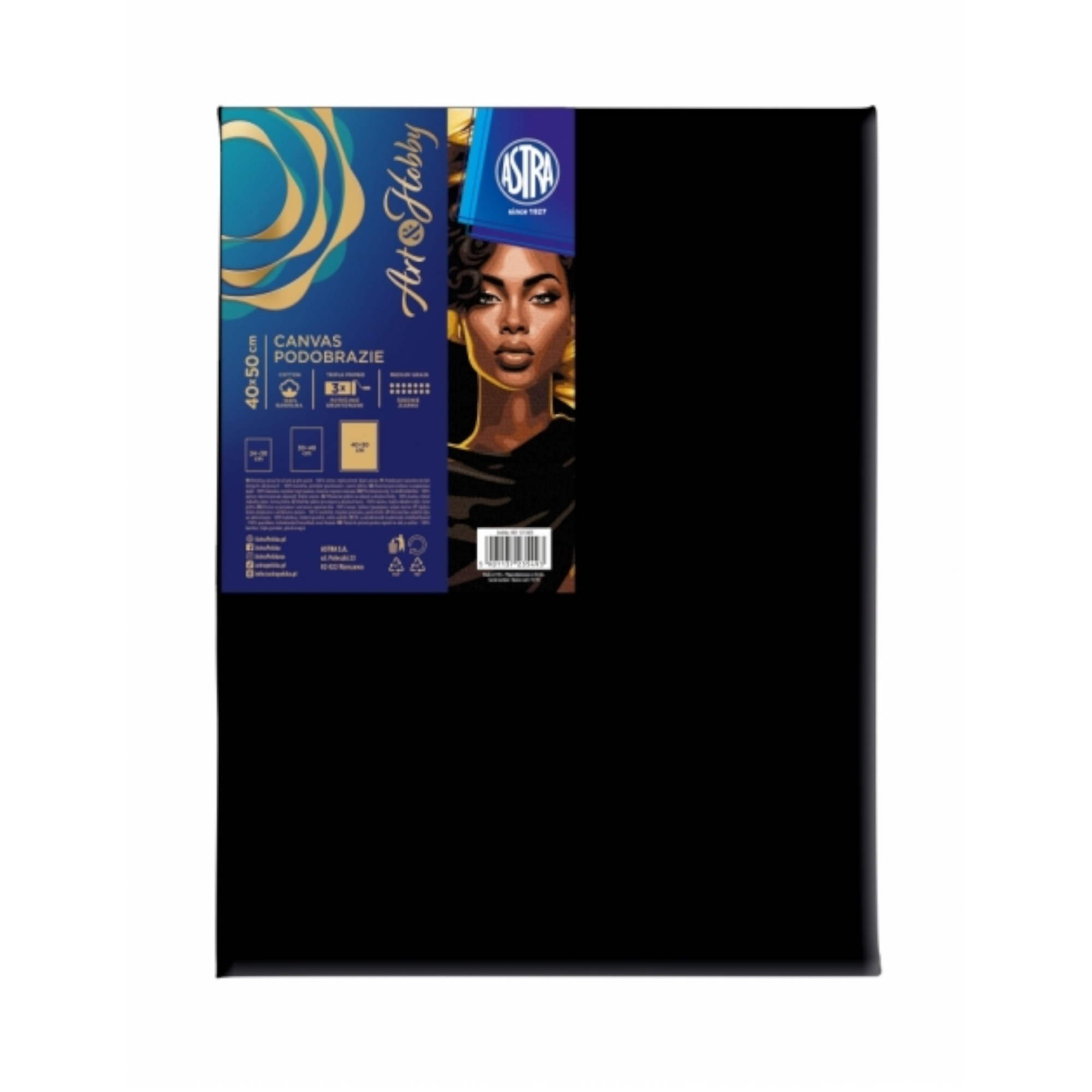 Podobrazie 40x50 bawełniane czarne Astra AZ0673 01 Podobrazie 40x50 bawełniane czarne Astra AZ0673 01