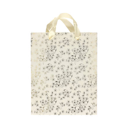 Torebki prezentowe 25x10x20 białe/złote w niezpominajki - 5 szt. AG4587 01