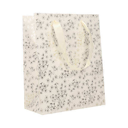 Torebki prezentowe 25x10x20 białe/złote w niezpominajki - 5 szt. AG4587 02